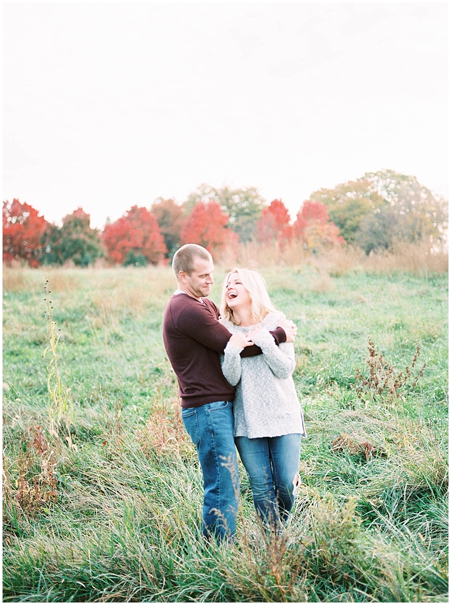 Fall Foliage and Laughter during a Couples Session in Hershey Pennsylvania by film photographer Hillary Muelleck