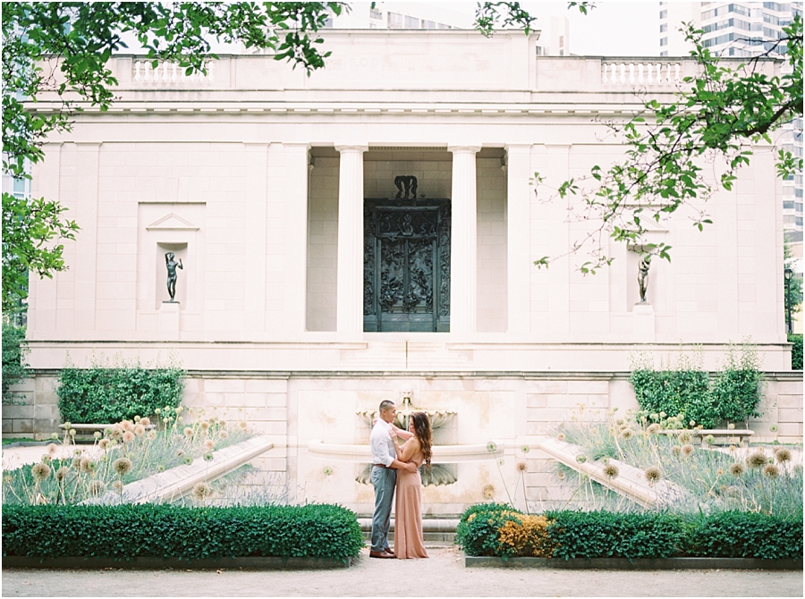 Europeon Inspired Rodin Museum Engagement Photos by Film Wedding Photographer Hillary Muelleck