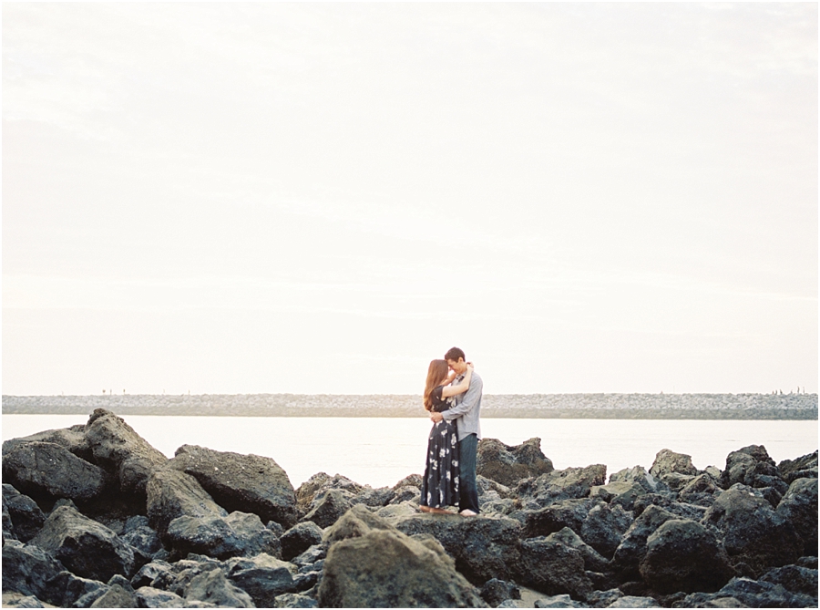 Corona Del Mar, California Sunset Engagement Session by Film Photographer Hillary Muelleck