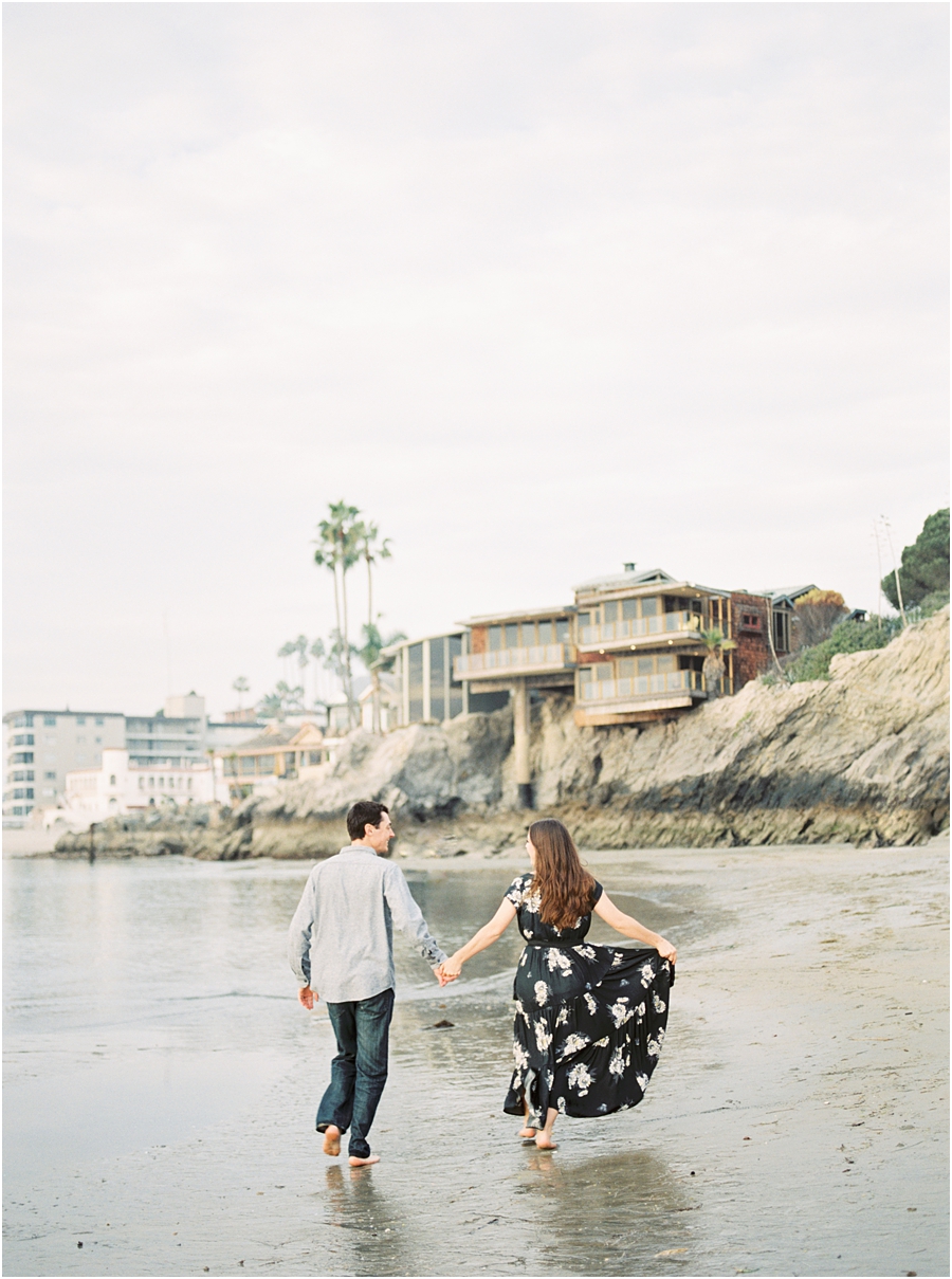 Corona Del Mar, California Sunset Engagement Session by Film Photographer Hillary Muelleck