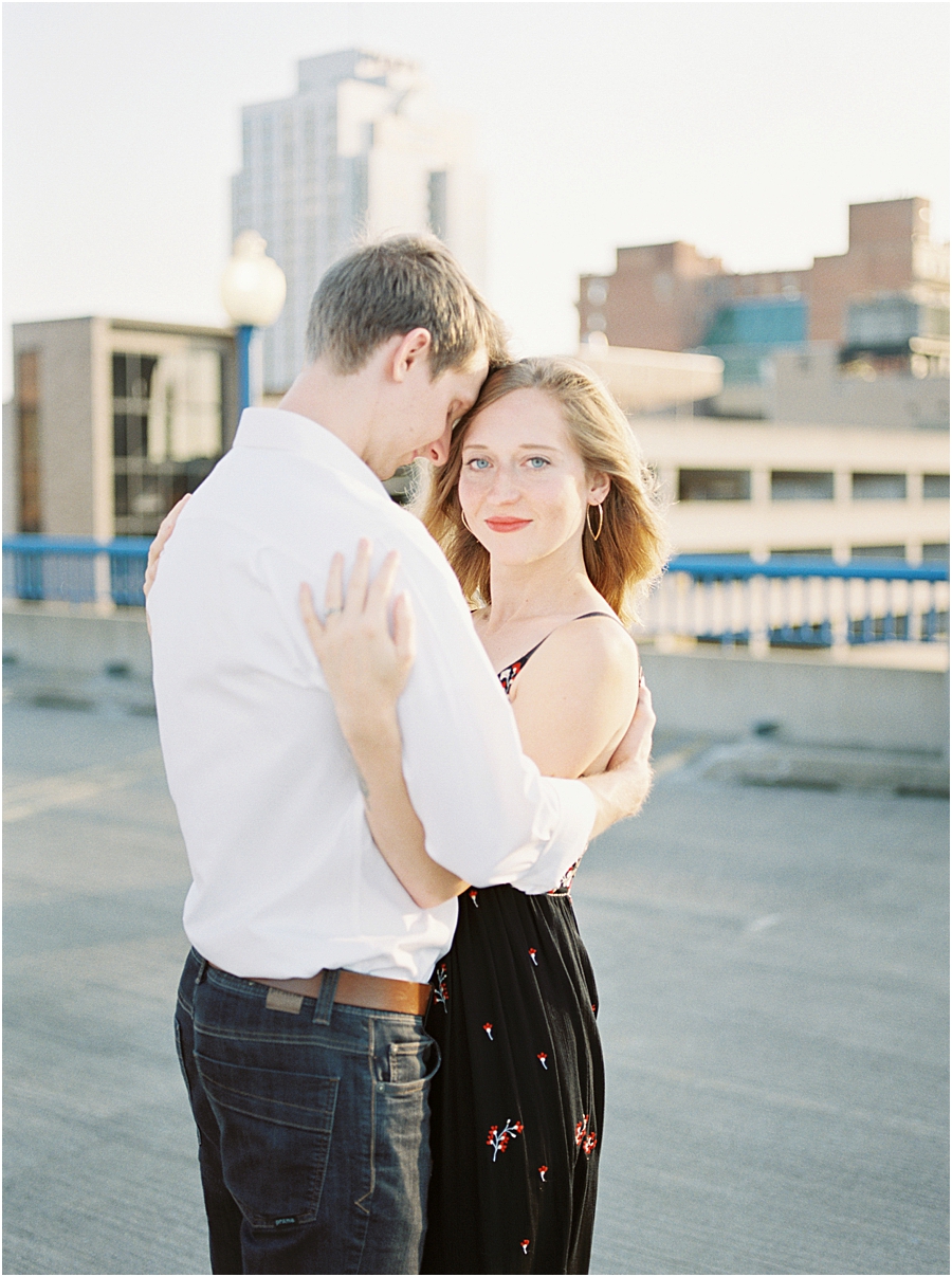 Rooftop City Anniversary Photos in Rochester New York by film photographer Hillary Muelleck