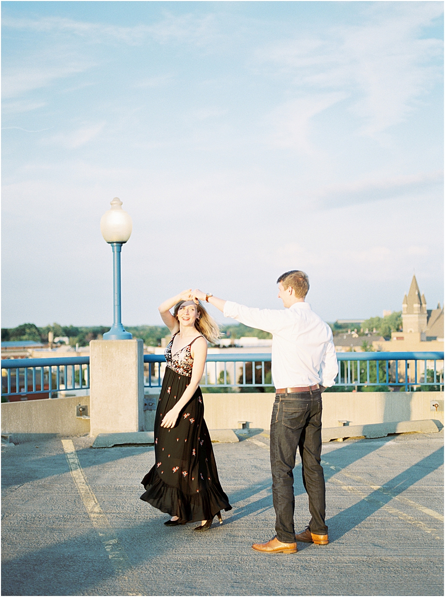 Rooftop City Anniversary Photos in Rochester New York by film photographer Hillary Muelleck