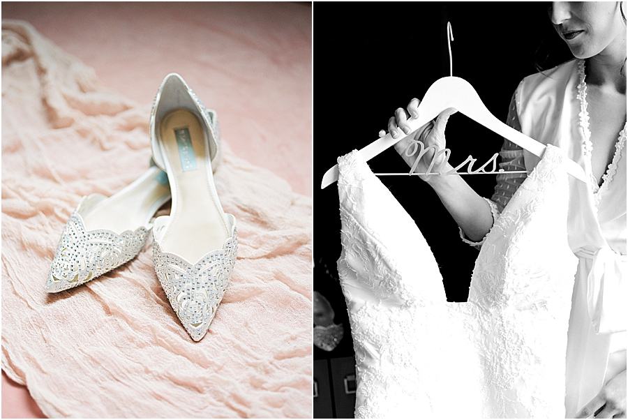 Bridal shoes and custom hanger at Pennsylvania State Capitol Wedding