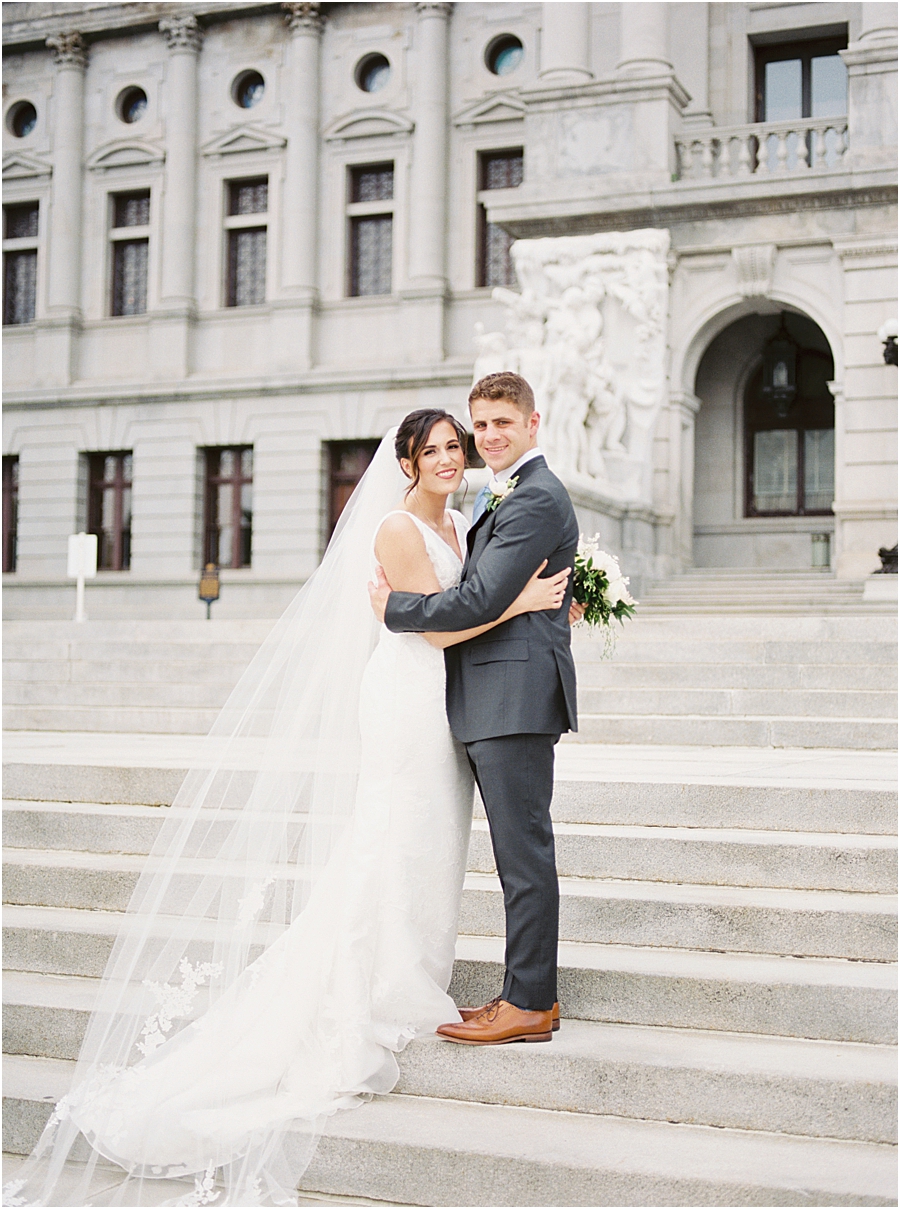 Pennsylvania State Bride and Groom Portraits at Pennsylvania State Capitol Wedding Wedding