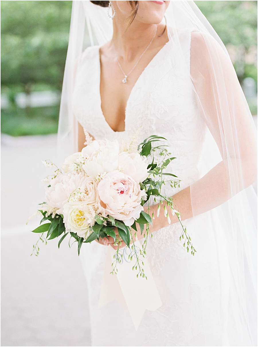 Bridal Details with Peony Bouquet at Pennsylvania State Capitol Wedding