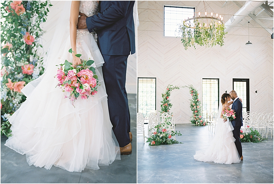 Pink peony wedding bouquet at Board and Batten Events Wedding, Modern Barn Inspiration by Hillary Muelleck