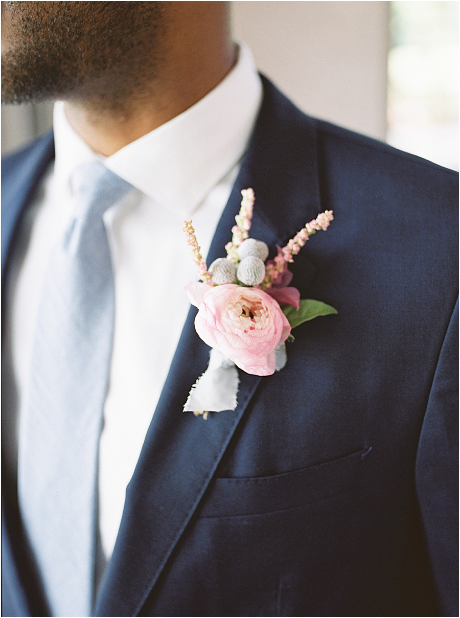 Pink groom boutonniere, Board and Batten Events Wedding, Modern Barn Inspiration by Hillary Muelleck