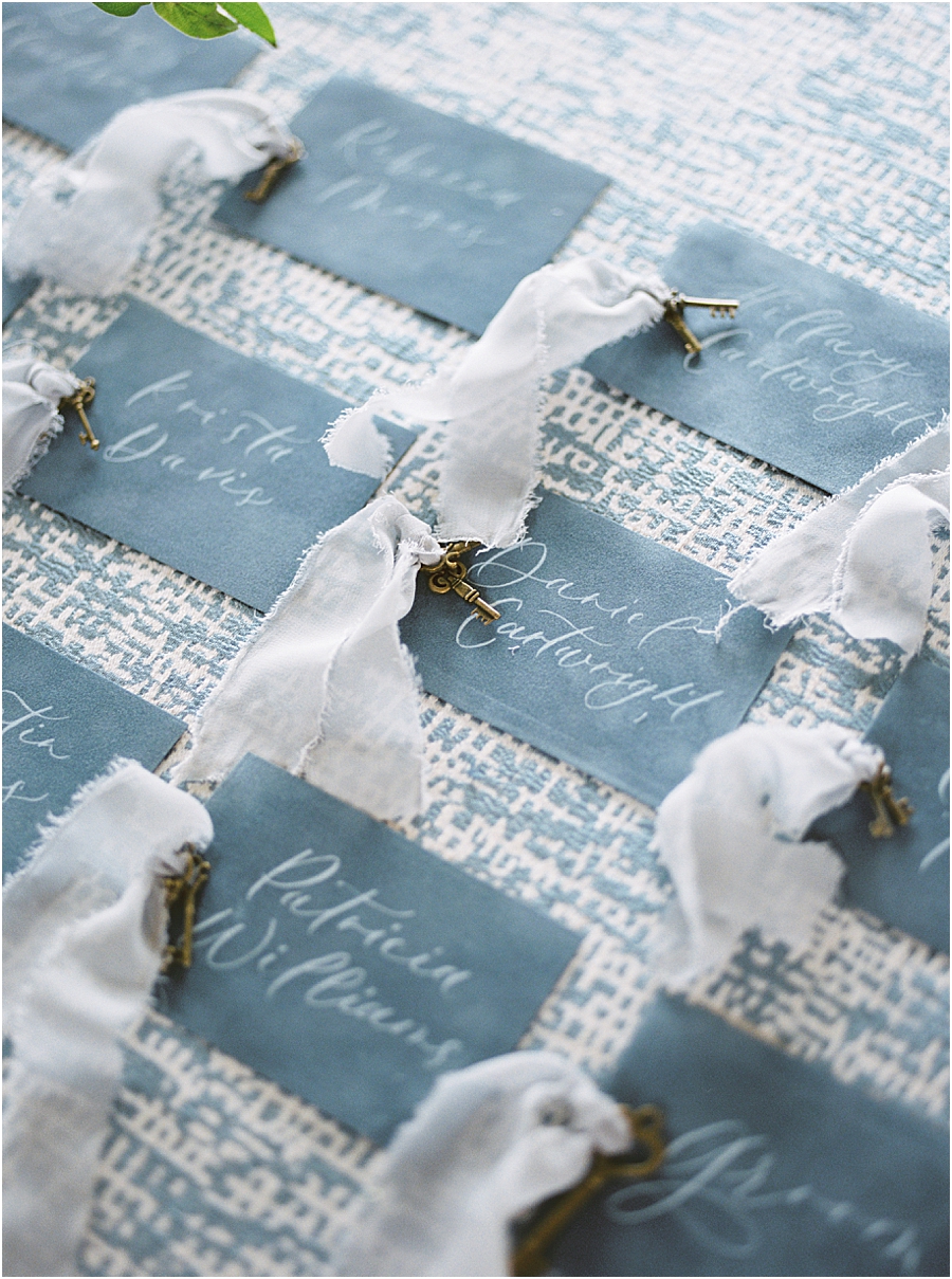 Velvet escort cards with keys, Board and Batten Events Wedding, Modern Barn Inspiration by Hillary Muelleck