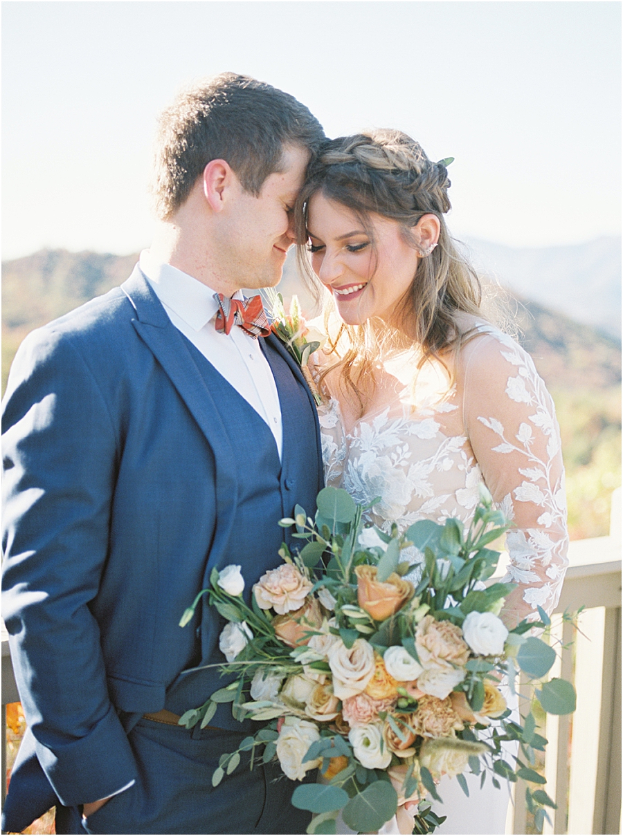 Bride and Groom- North Carolina Wedding Venue Hawkesdene in the Fall by Hillary Muelleck