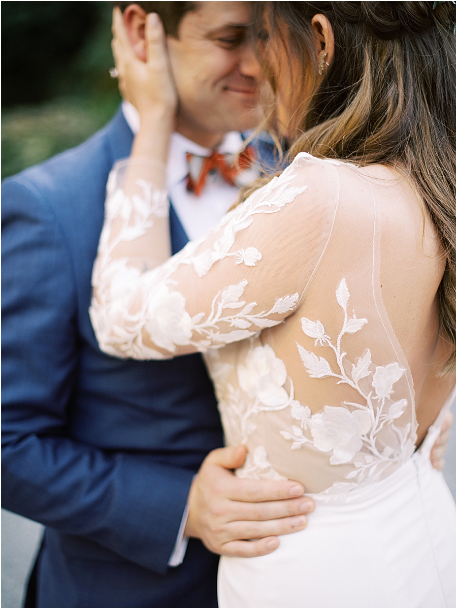 Bride lace flower wedding gown- North Carolina Wedding Venue Hawkesdene in the Fall by Hillary Muelleck
