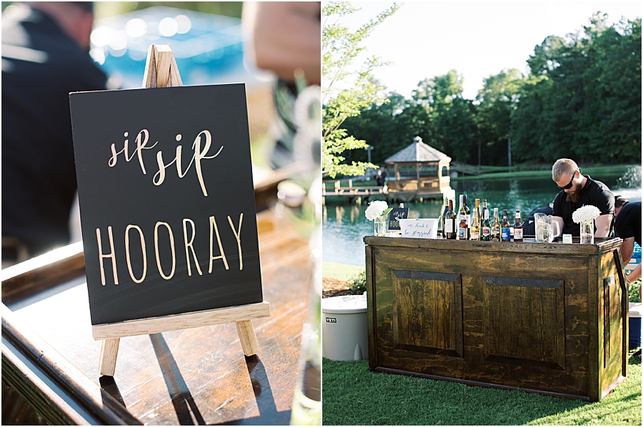 Cocktail Hour Signage | Rustic Raleigh North Carolina Wedding at Walnut Hill