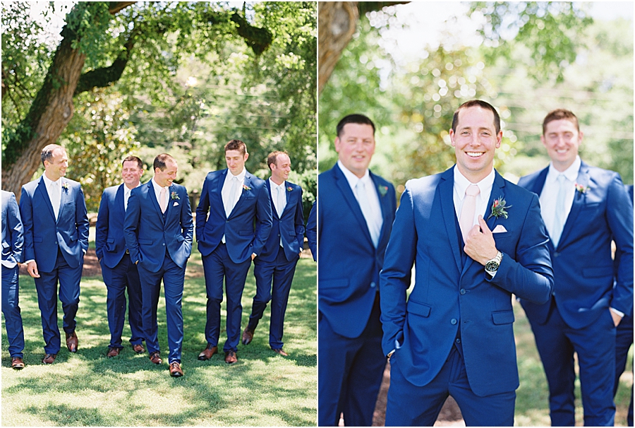 Navy Suit Groomsmen | Rustic Raleigh North Carolina Wedding at Walnut Hill