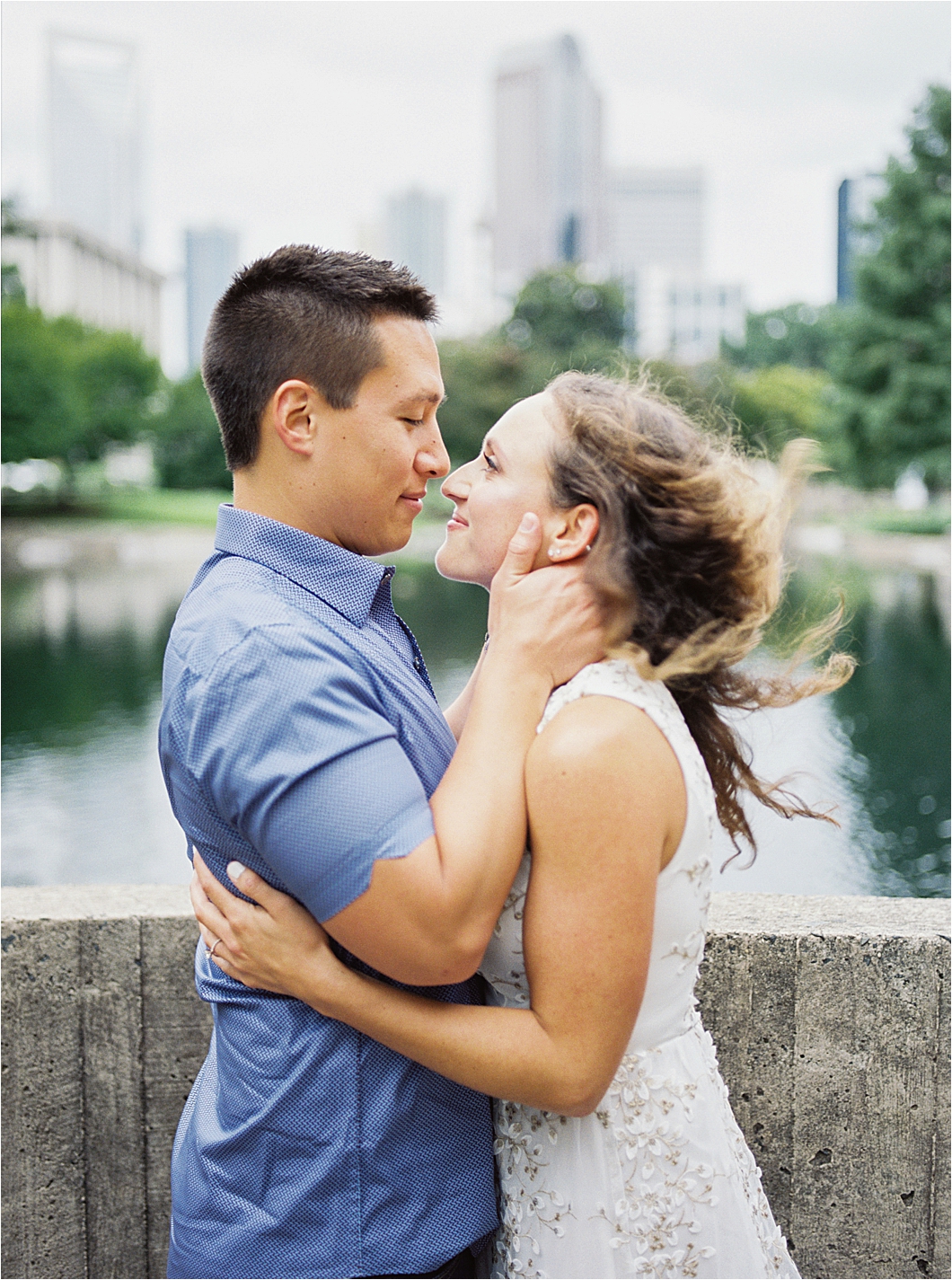 Downtown Charlotte Marshall Park Engagement Photos by Hillary Muelleck